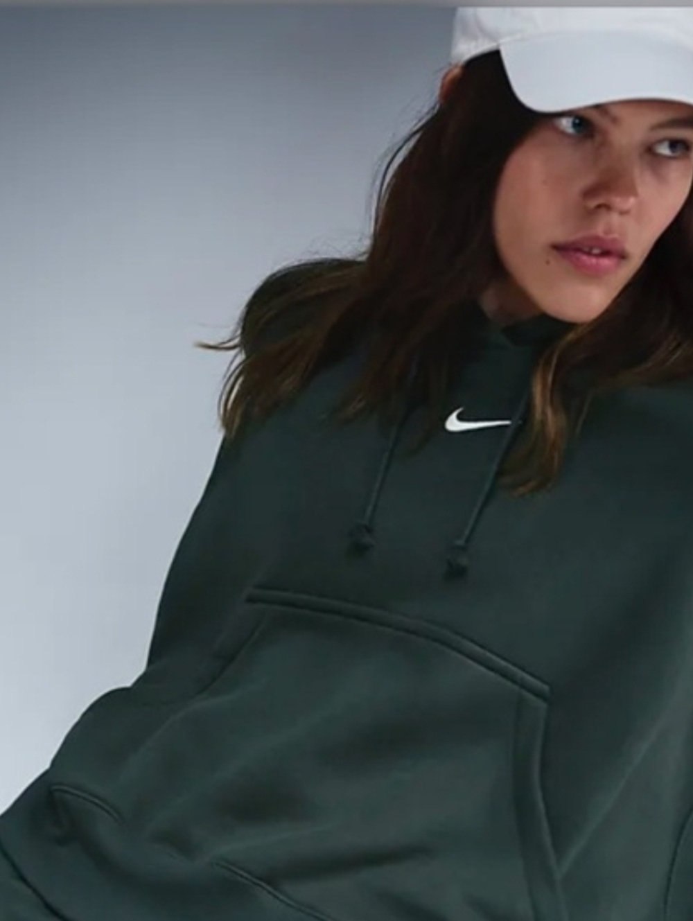 Nike Pheonix Fleece Oversized Cropped Hooded Sweatshirt Seaweed Green Nwot